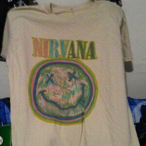 nirvana pink yellow smiley official S women - punk idie rock teen spirit kurt